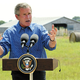 Bush addresses the press during his vacation.